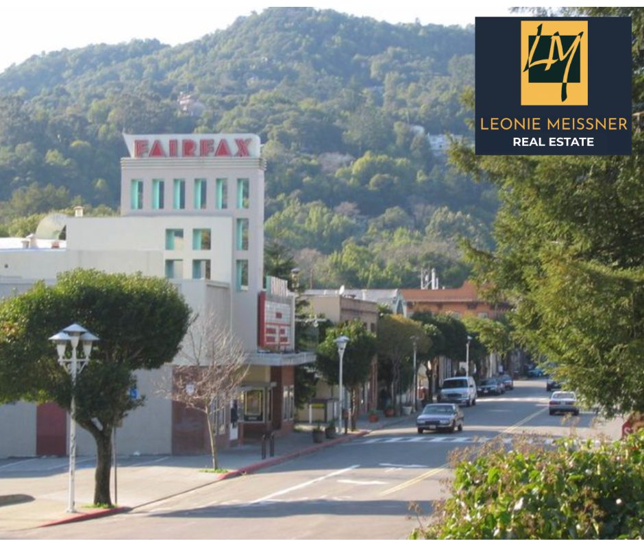 Downtown Fairfax Marin County with local shops and surrounding hills